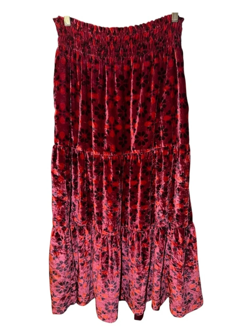 Anthropologie Somerset Velvet Maxi Tiered Skirt S